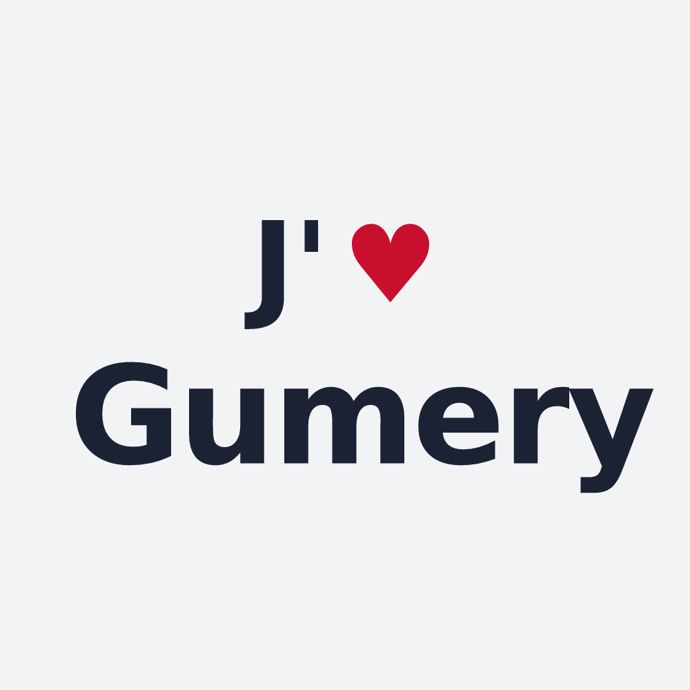 Poster personnalisé Gumery — design « J'aime Gumery » imprimé sur le poster