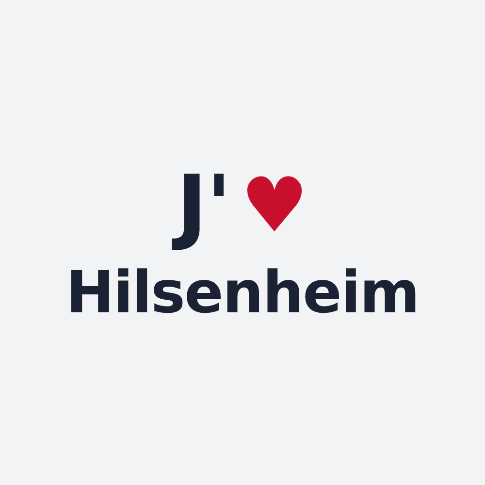 Poster personnalisé Hilsenheim — design « J'aime Hilsenheim » imprimé sur le poster