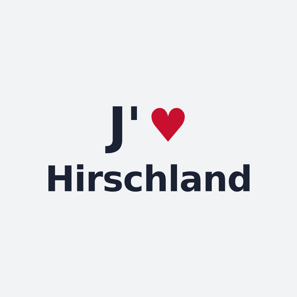 Poster personnalisé Hirschland — design « J'aime Hirschland » imprimé sur le poster