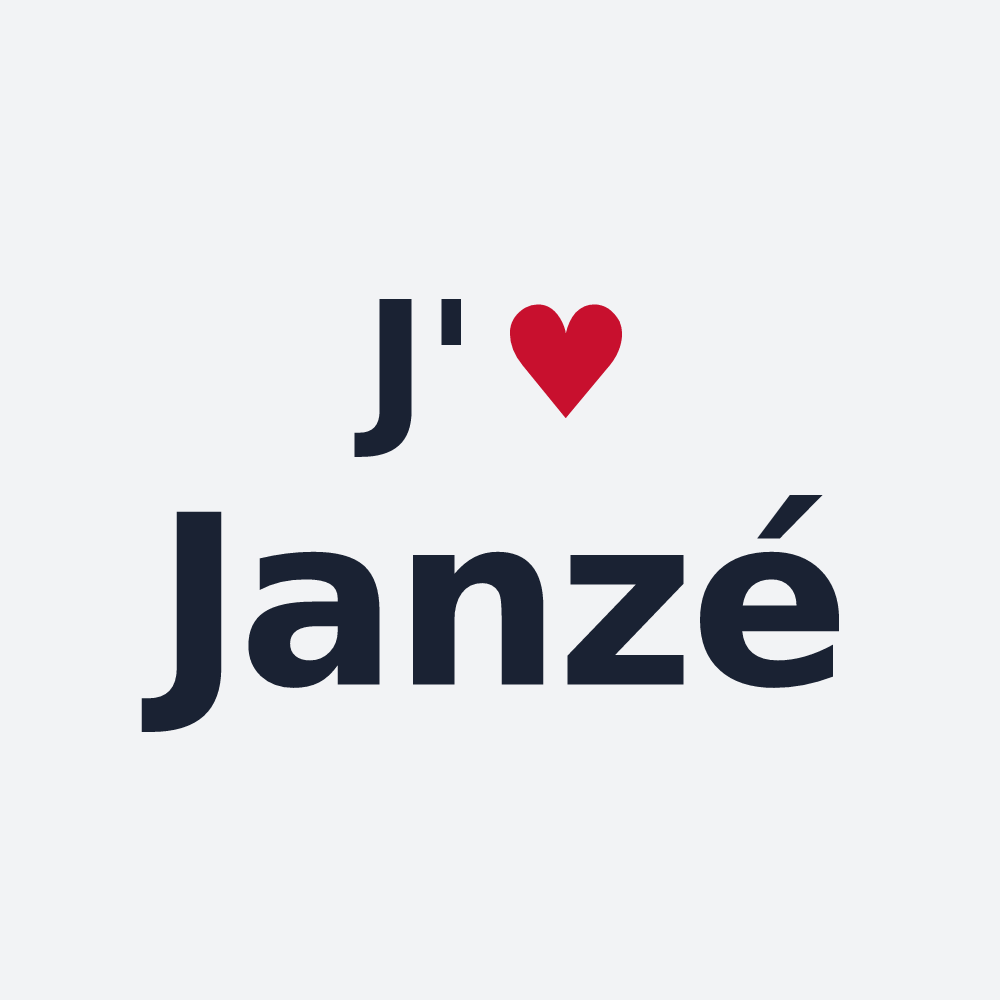 Poster personnalisé Janzé — design « J'aime Janzé » imprimé sur le poster