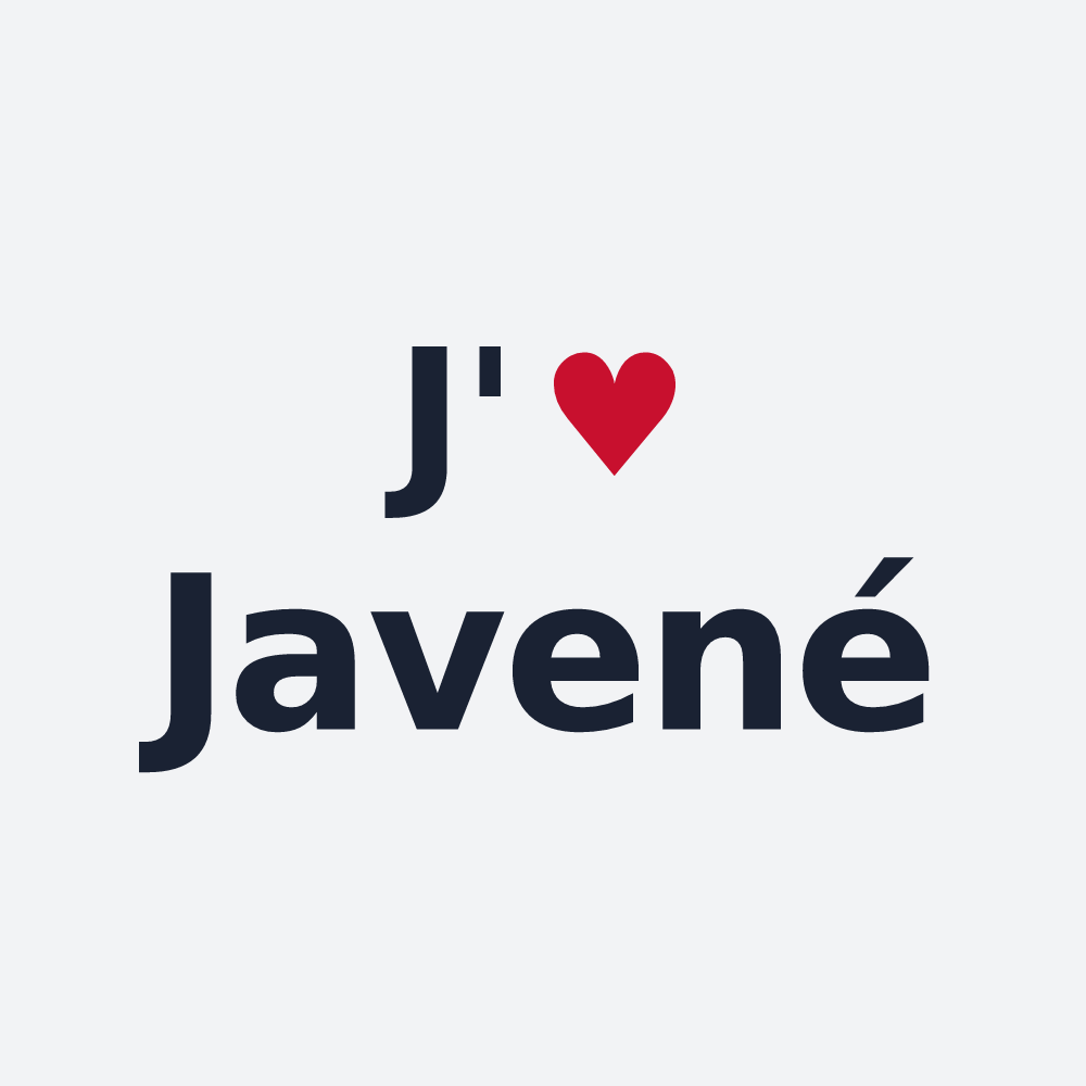 Poster personnalisé Javené — design « J'aime Javené » imprimé sur le poster