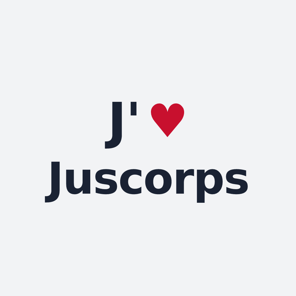 Poster personnalisé Juscorps — design J'aime Juscorps