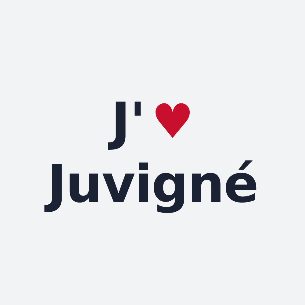 Poster personnalisé Juvigné — design « J'aime Juvigné » imprimé sur le poster