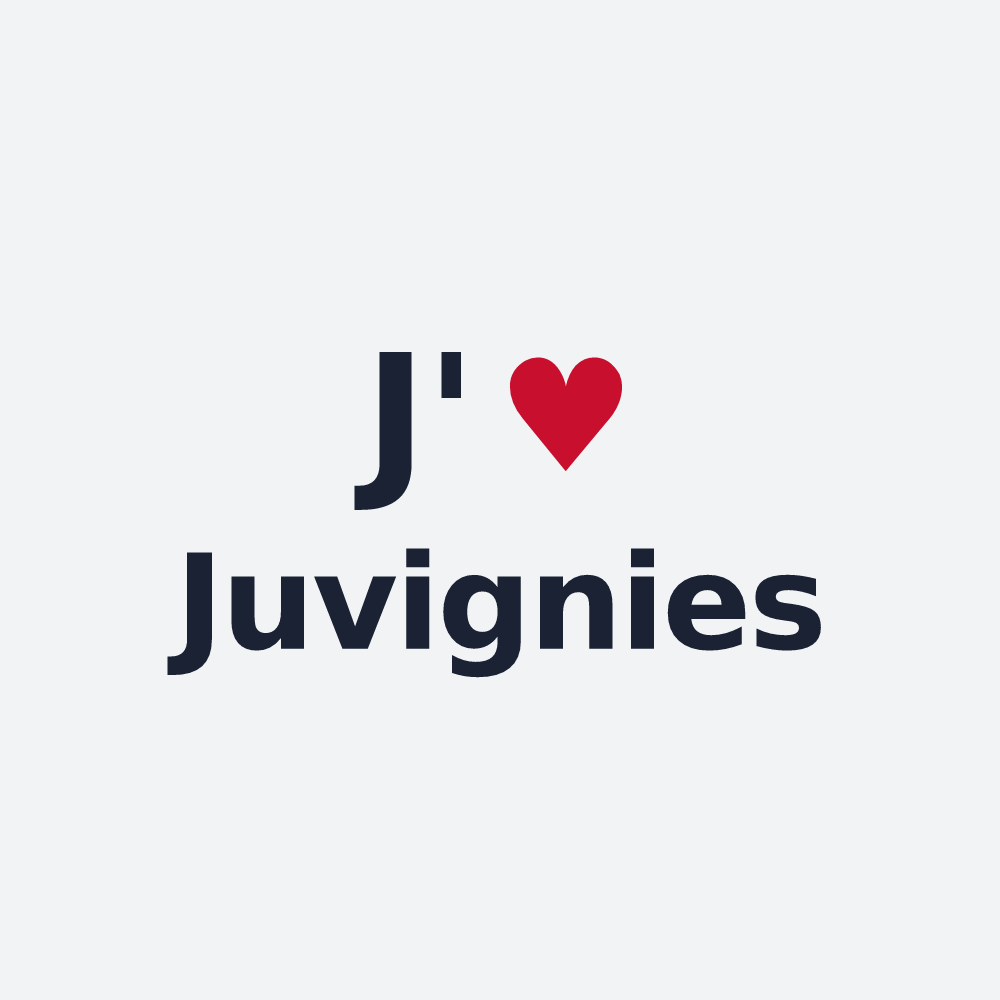 Poster personnalisé Juvignies — design « J'aime Juvignies » imprimé sur le poster