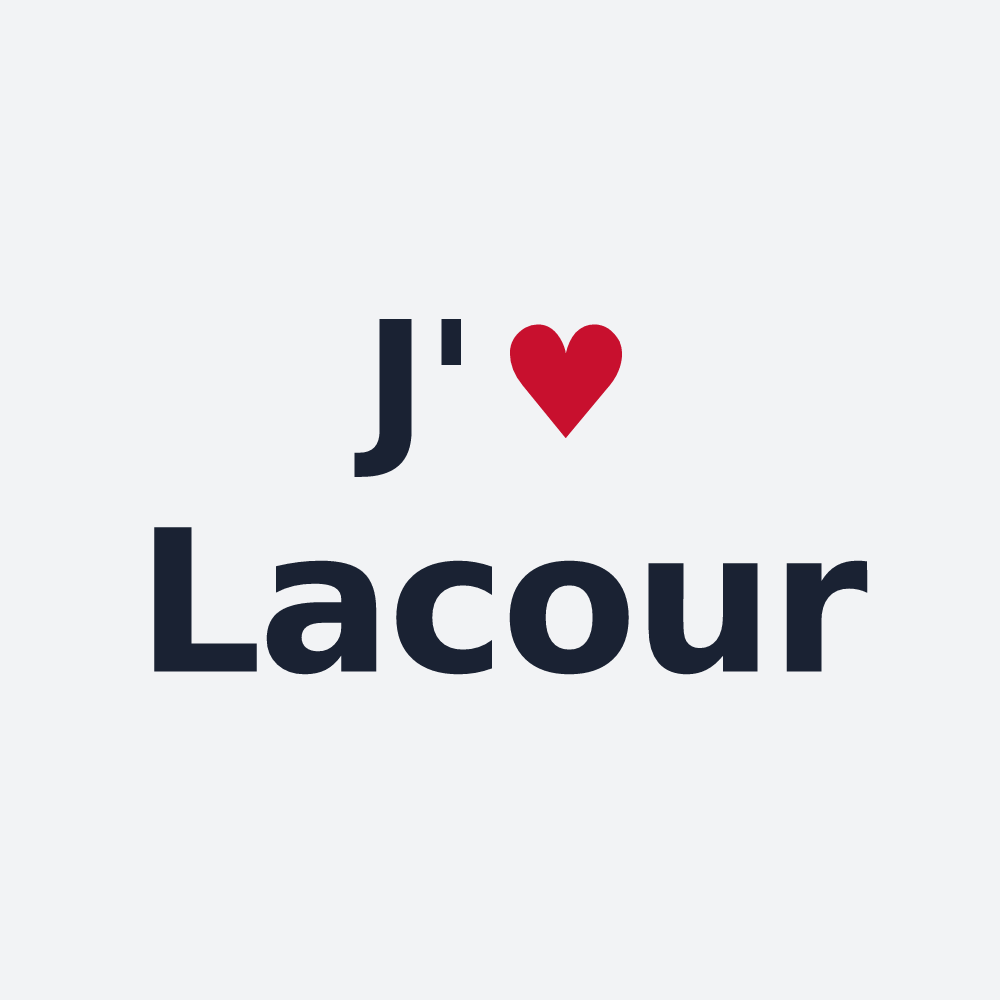 Poster personnalisé Lacour — design « J'aime Lacour » imprimé sur le poster