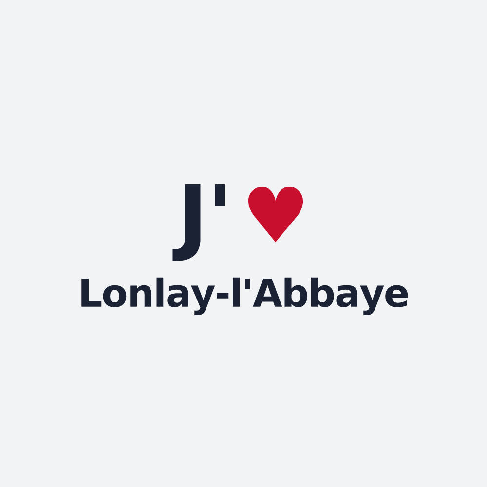 Poster personnalisé Lonlay-l'Abbaye — design J'aime Lonlay-l'Abbaye