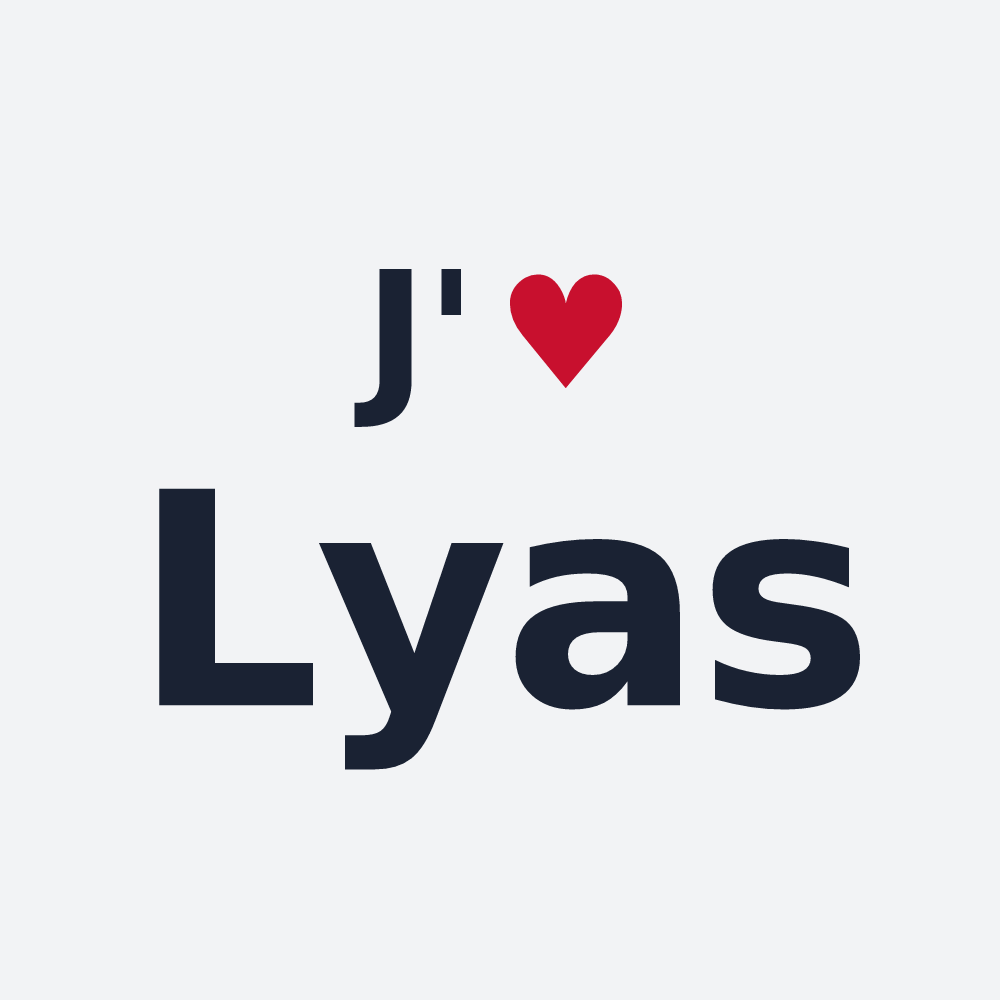Poster personnalisé Lyas — design « J'aime Lyas » imprimé sur le poster