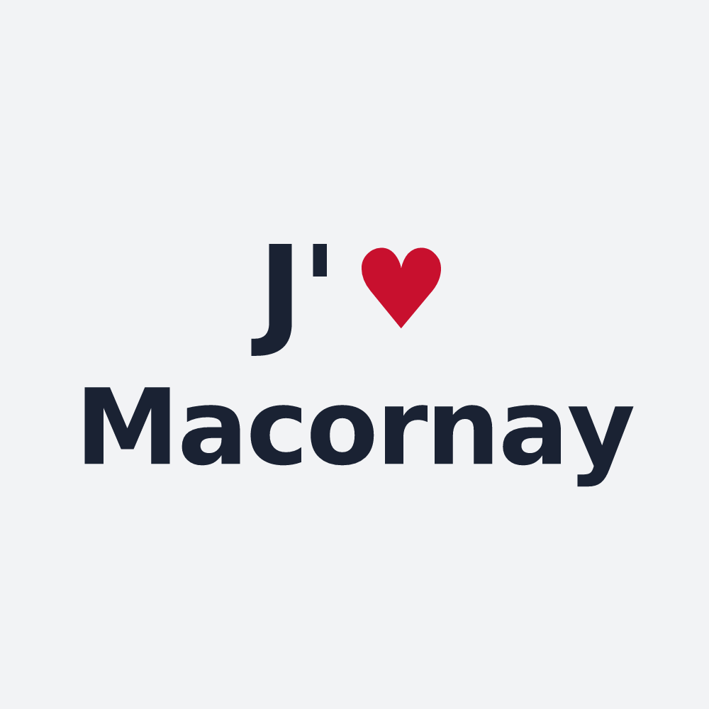 Poster personnalisé Macornay — design « J'aime Macornay » imprimé sur le poster