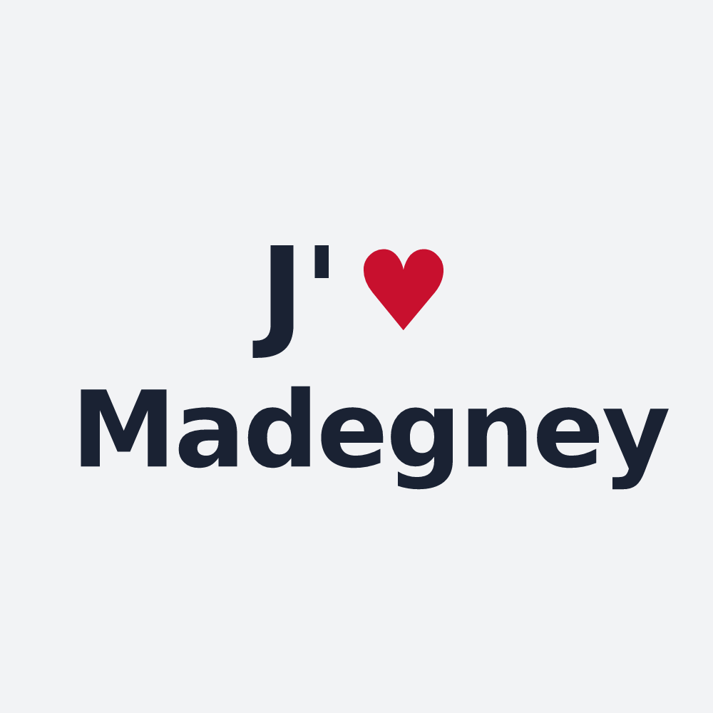 Poster personnalisé Madegney — design « J'aime Madegney » imprimé sur le poster
