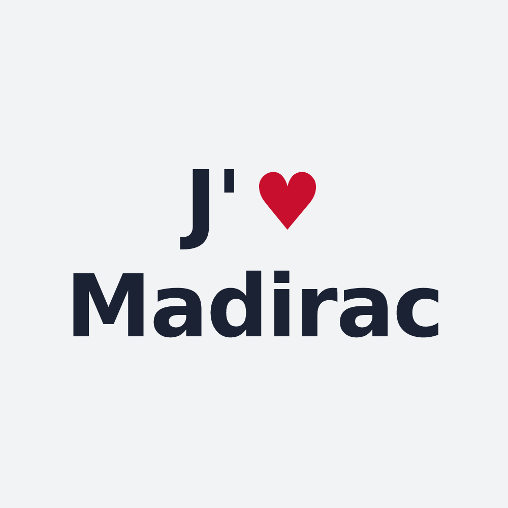 Poster personnalisé Madirac — design J'aime Madirac