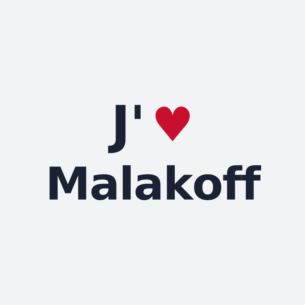Poster personnalisé Malakoff — design « J'aime Malakoff » imprimé sur le poster