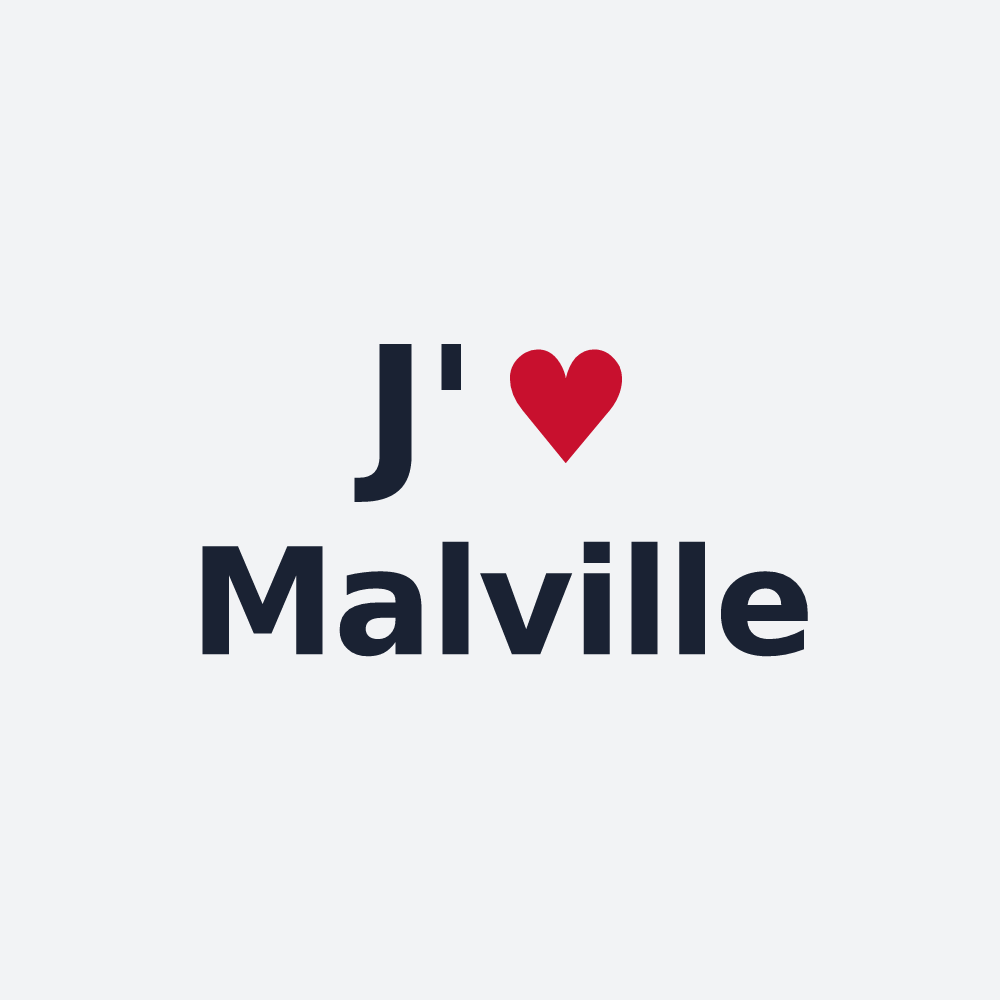 Poster personnalisé Malville — design « J'aime Malville » imprimé sur le poster