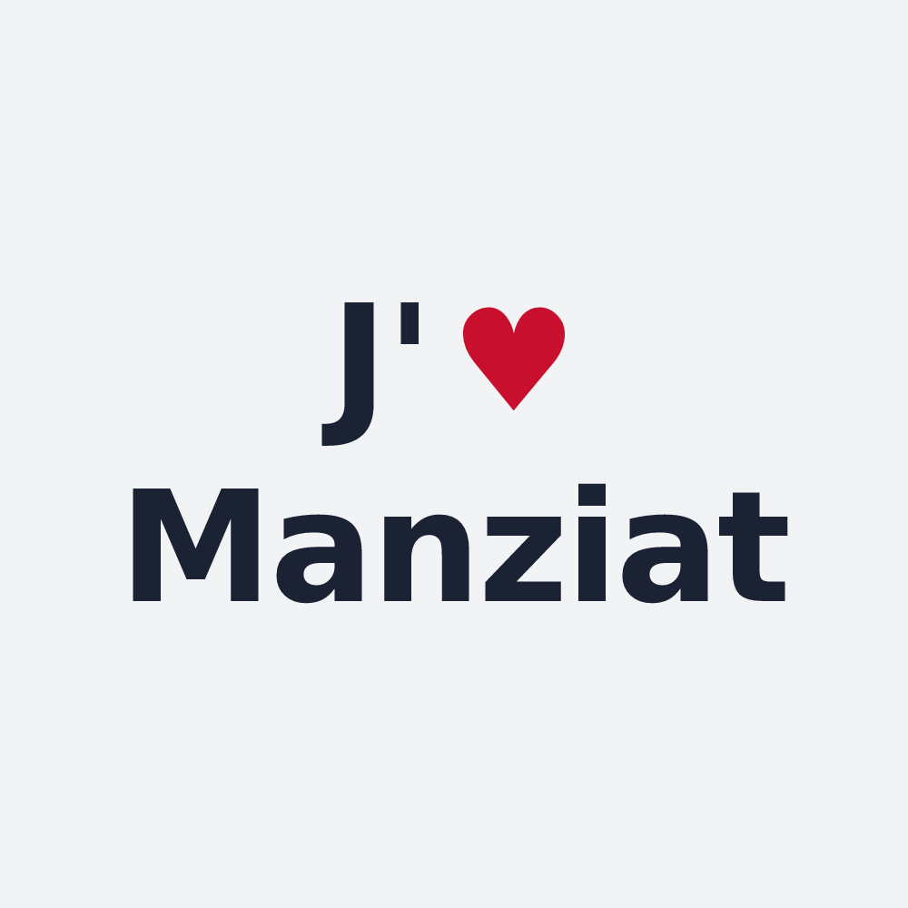 Poster personnalisé Manziat — design « J'aime Manziat » imprimé sur le poster