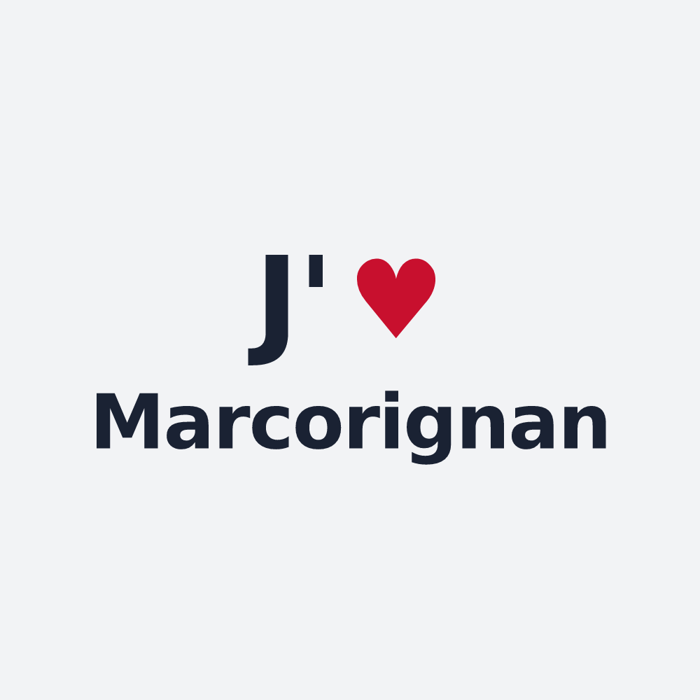 Poster personnalisé Marcorignan — design « J'aime Marcorignan » imprimé sur le poster