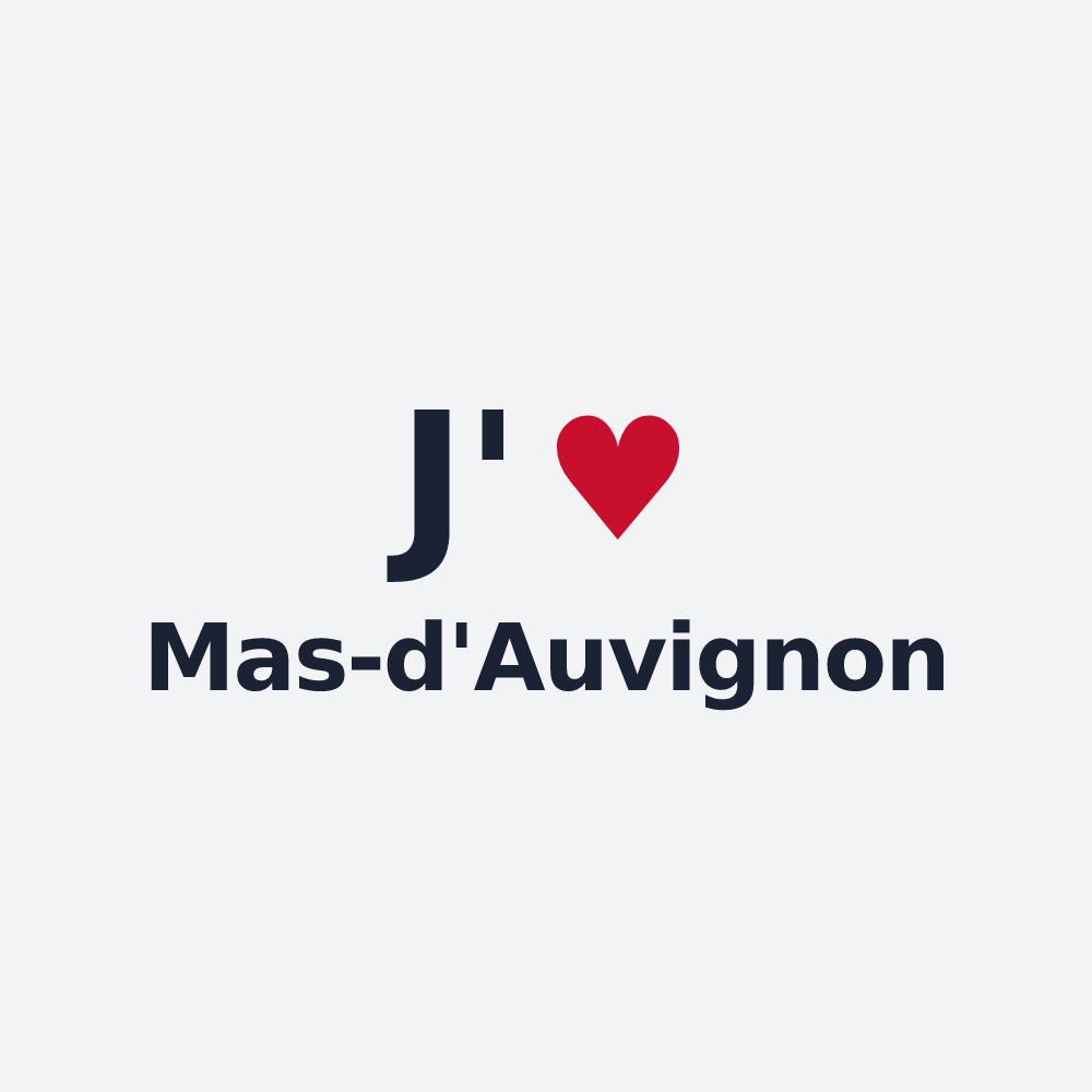 Poster personnalisé Mas-d'Auvignon — design « J'aime Mas-d'Auvignon » imprimé sur le poster