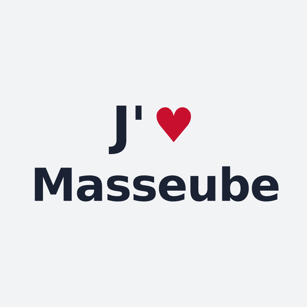 Poster personnalisé Masseube — design « J'aime Masseube » imprimé sur le poster