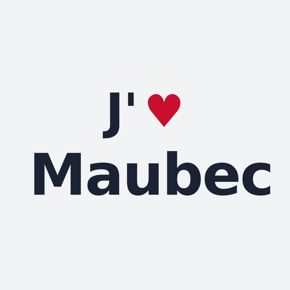 Poster personnalisé Maubec — design « J'aime Maubec » imprimé sur le poster