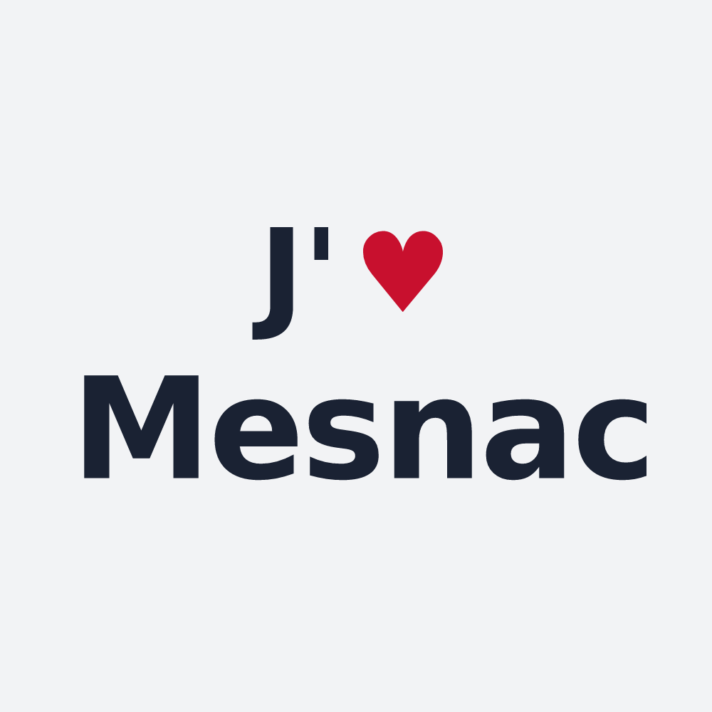 Poster personnalisé Mesnac — design « J'aime Mesnac » imprimé sur le poster