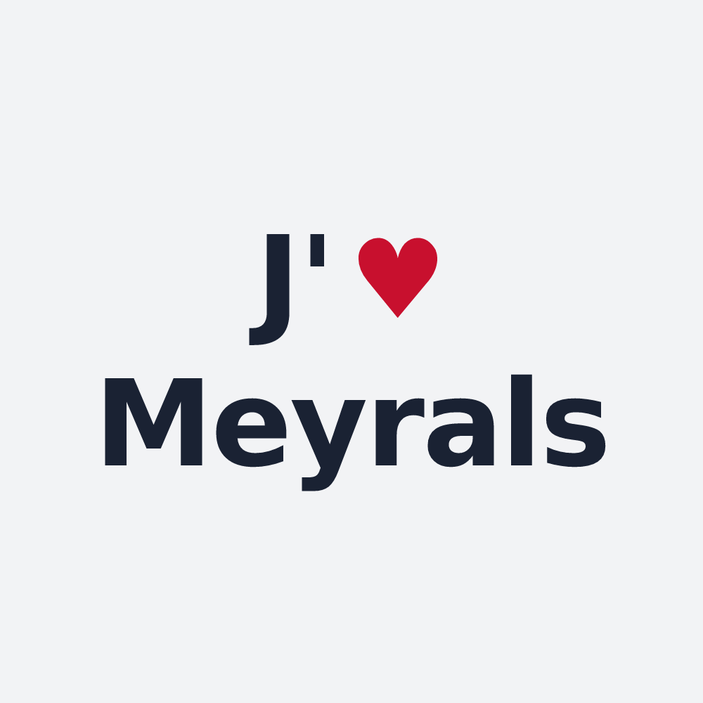 Poster personnalisé Meyrals — design « J'aime Meyrals » imprimé sur le poster
