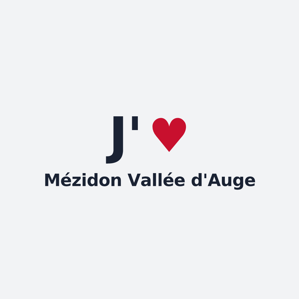 Poster personnalisé Mézidon Vallée d'Auge — design J'aime Mézidon Vallée d'Auge