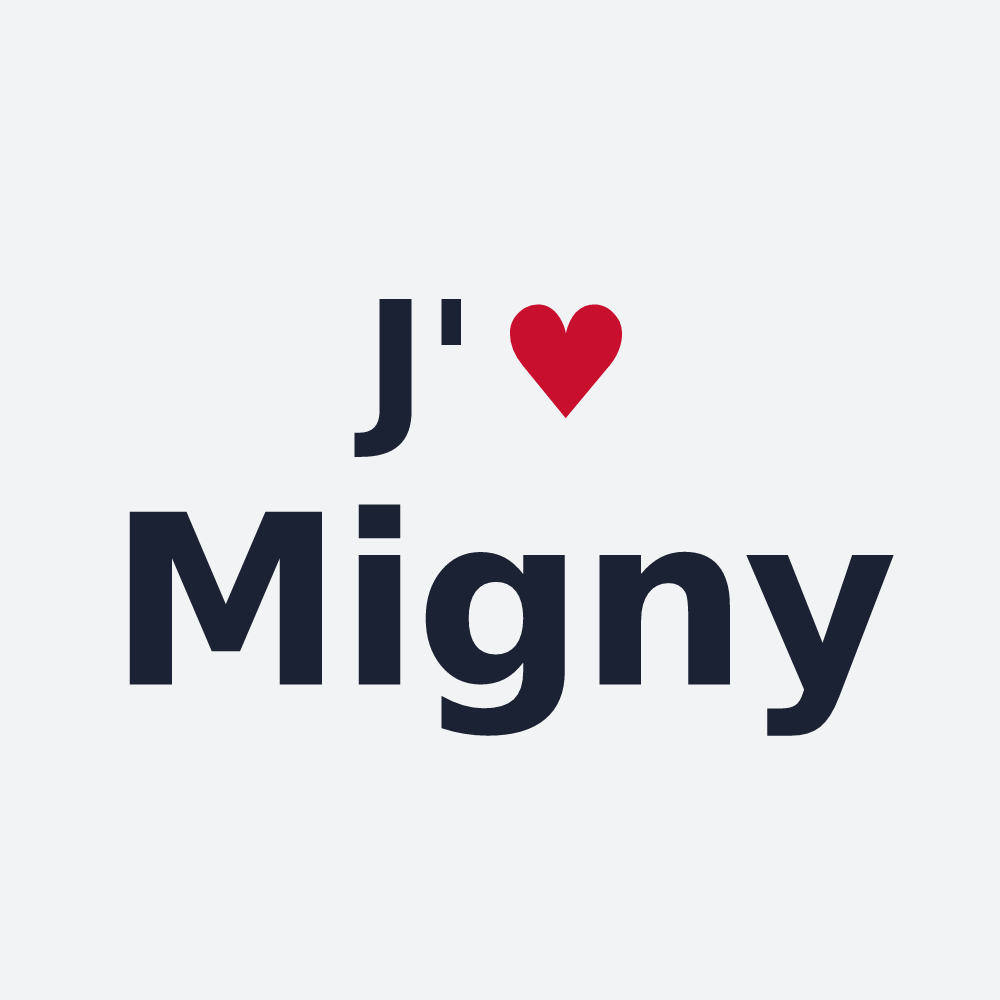 Poster personnalisé Migny — design « J'aime Migny » imprimé sur le poster