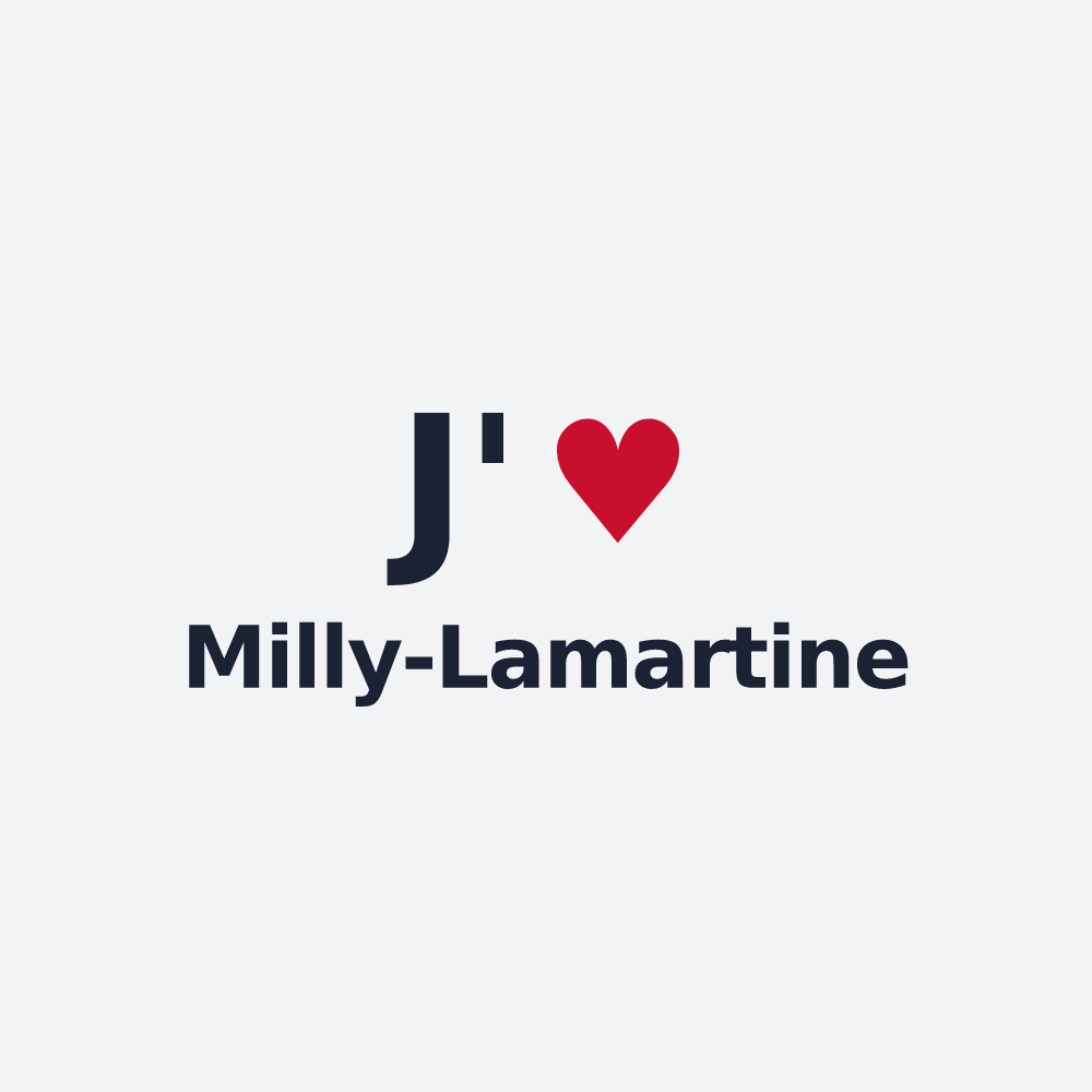 Poster personnalisé Milly-Lamartine — design « J'aime Milly-Lamartine » imprimé sur le poster