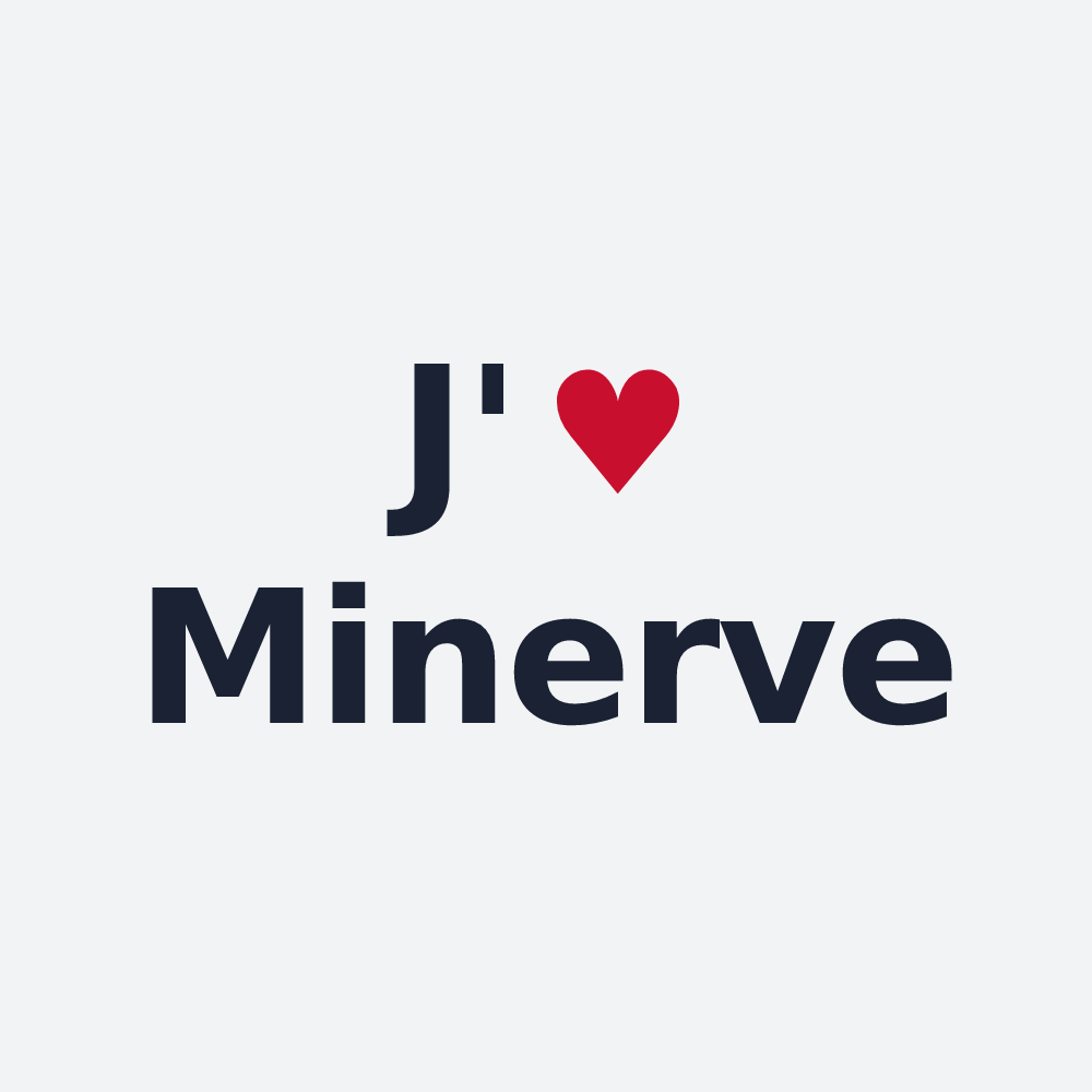 Poster personnalisé Minerve — design « J'aime Minerve » imprimé sur le poster