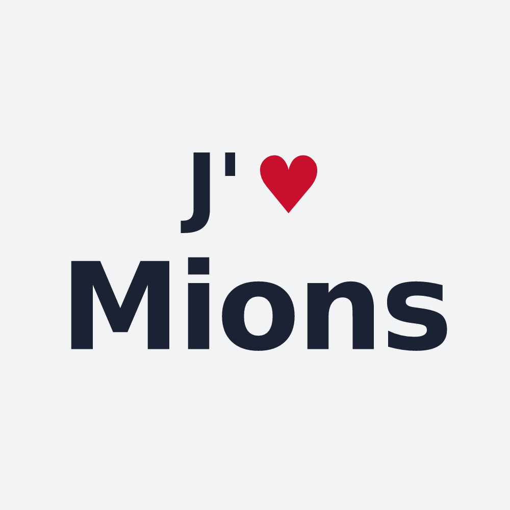 Poster personnalisé Mions — design « J'aime Mions » imprimé sur le poster