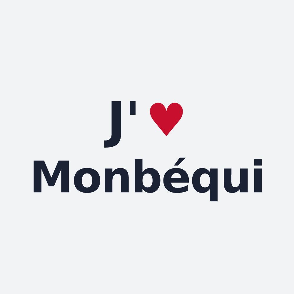 Poster personnalisé Monbéqui — design « J'aime Monbéqui » imprimé sur le poster