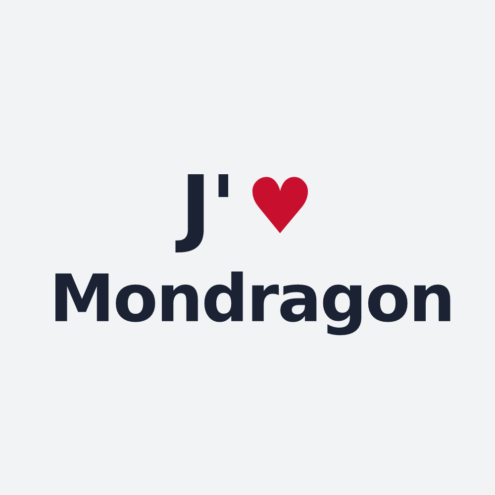 Poster personnalisé Mondragon — design « J'aime Mondragon » imprimé sur le poster