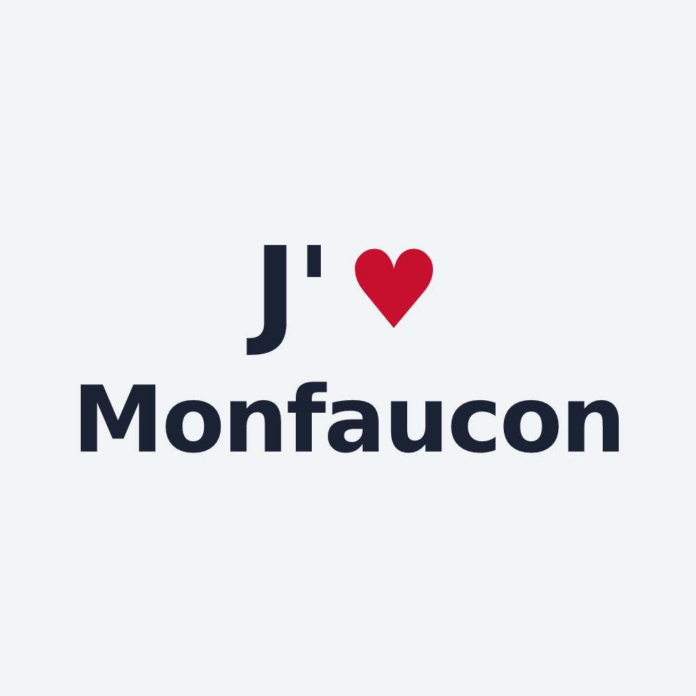 Poster personnalisé Monfaucon — design « J'aime Monfaucon » imprimé sur le poster