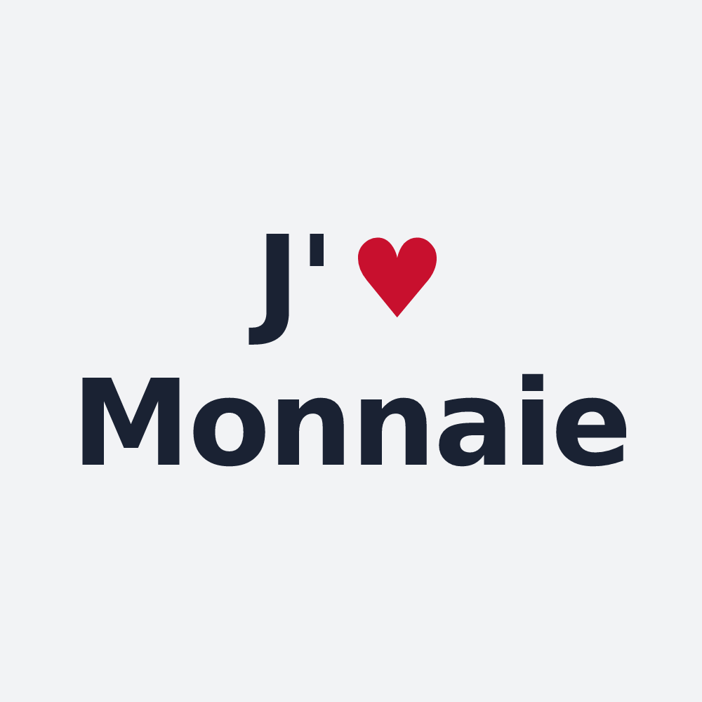 Poster personnalisé Monnaie — design « J'aime Monnaie » imprimé sur le poster
