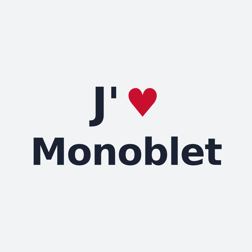 Poster personnalisé Monoblet — design J'aime Monoblet