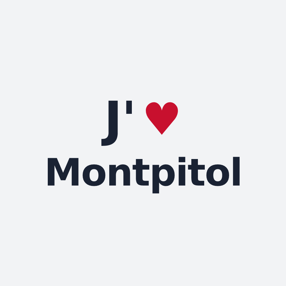 Poster personnalisé Montpitol — design « J'aime Montpitol » imprimé sur le poster