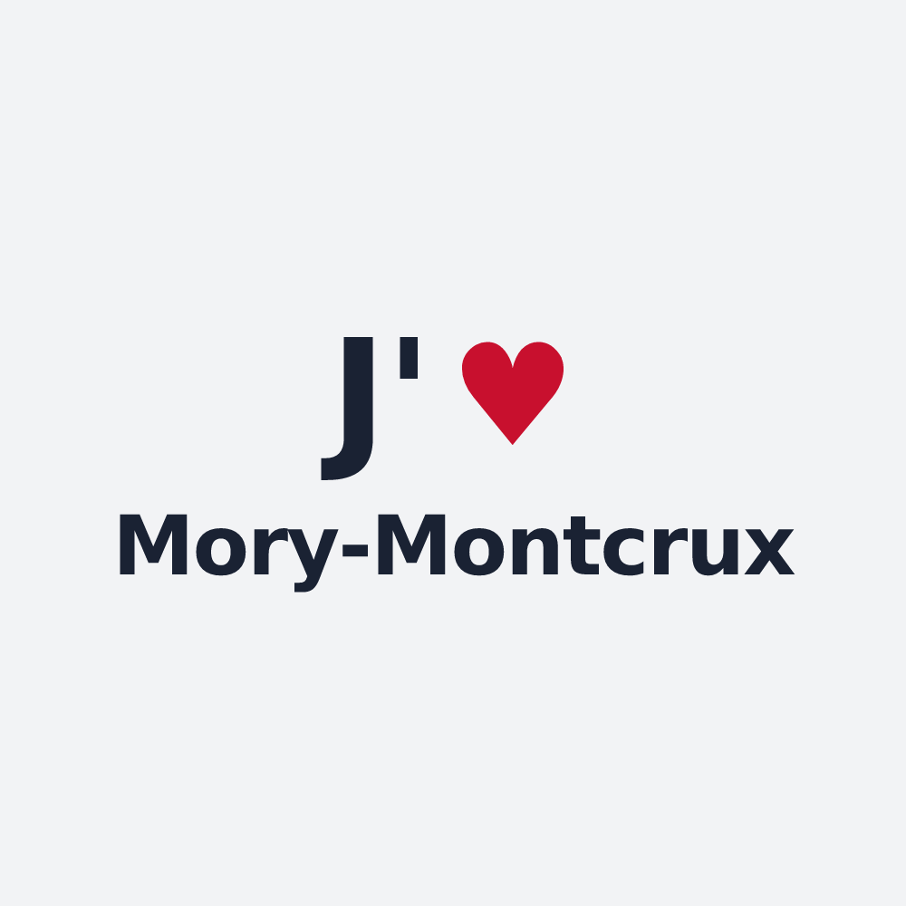 Poster personnalisé Mory-Montcrux — design « J'aime Mory-Montcrux » imprimé sur le poster