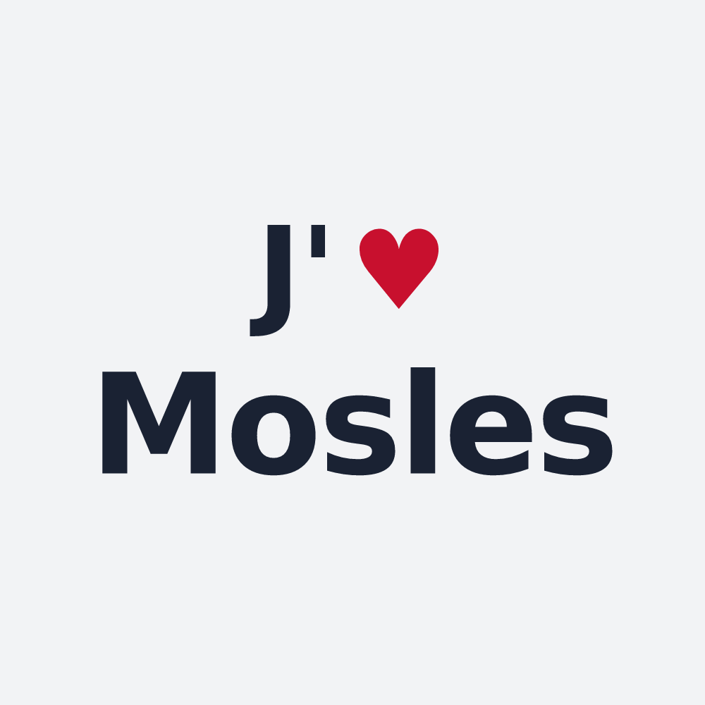 Poster personnalisé Mosles — design « J'aime Mosles » imprimé sur le poster