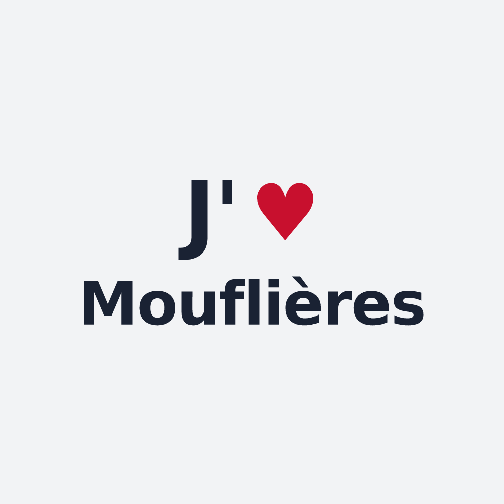 Poster personnalisé Mouflières — design « J'aime Mouflières » imprimé sur le poster