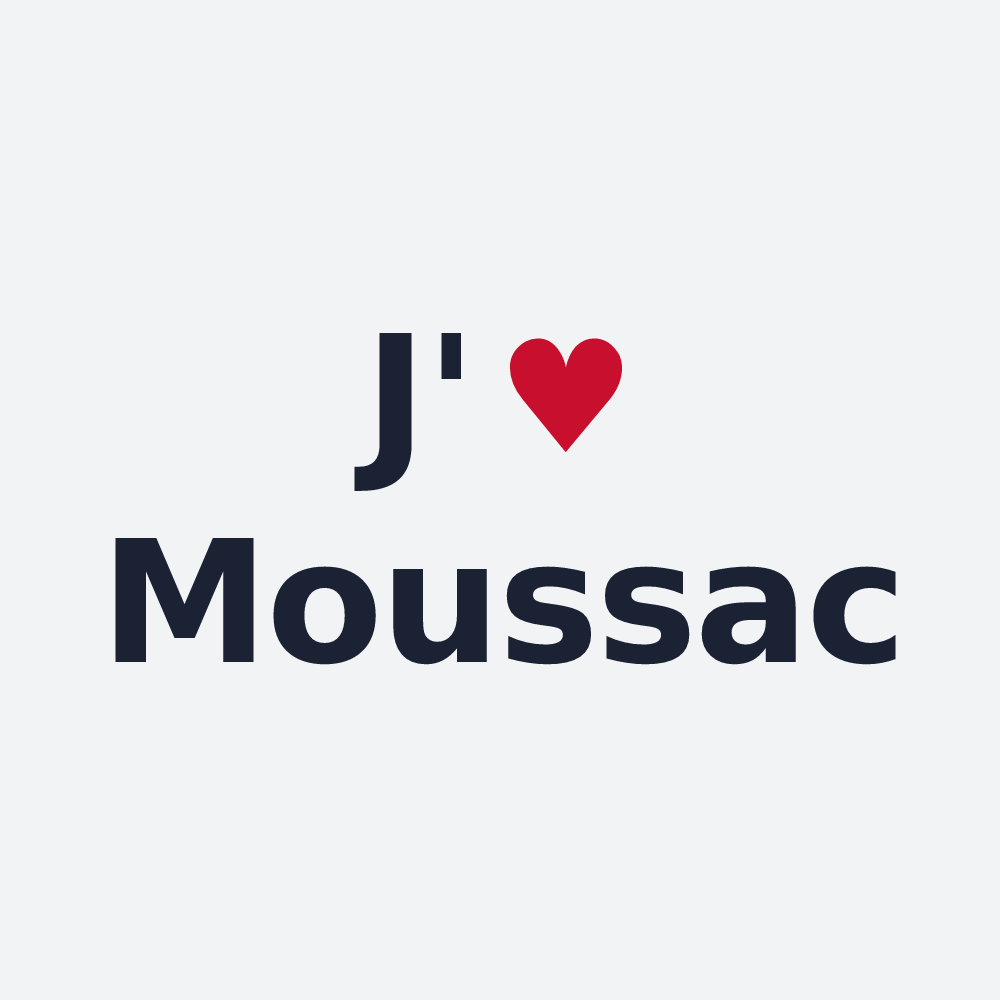 Poster personnalisé Moussac — design « J'aime Moussac » imprimé sur le poster