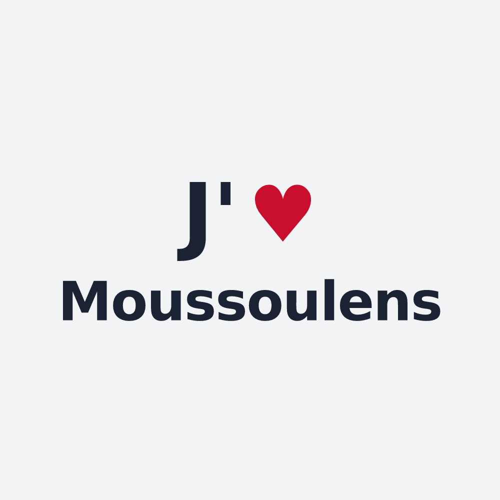 Poster personnalisé Moussoulens — design « J'aime Moussoulens » imprimé sur le poster