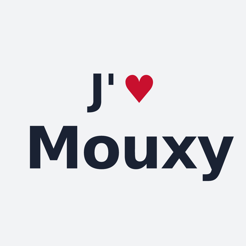 Poster personnalisé Mouxy — design J'aime Mouxy