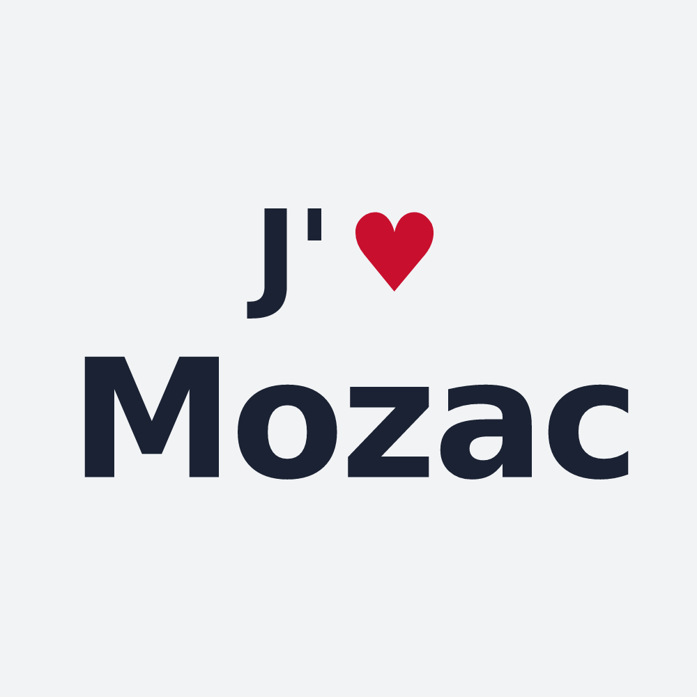 Poster personnalisé Mozac — design « J'aime Mozac » imprimé sur le poster