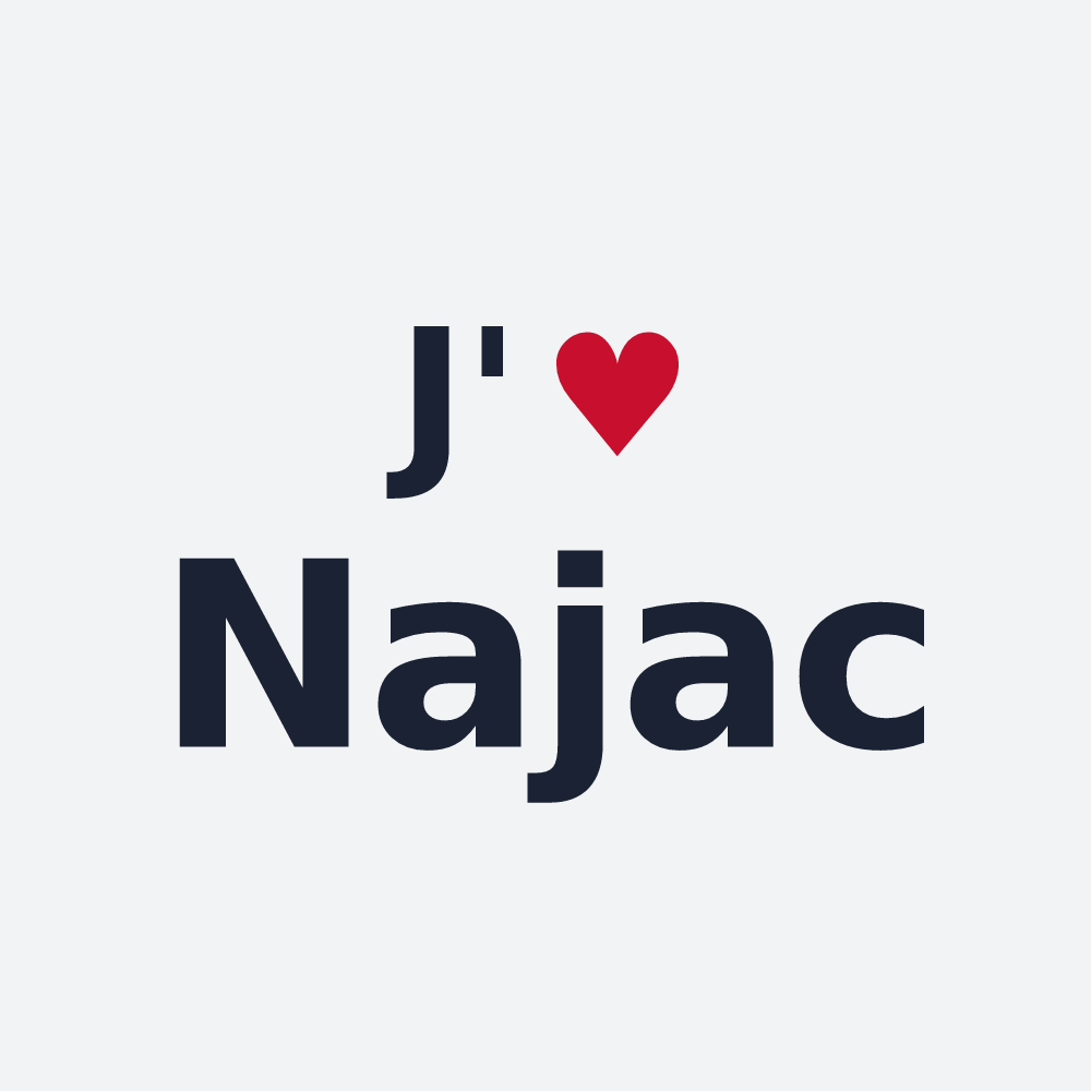 Poster personnalisé Najac — design J'aime Najac