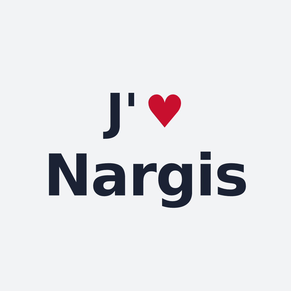 Poster personnalisé Nargis — design « J'aime Nargis » imprimé sur le poster