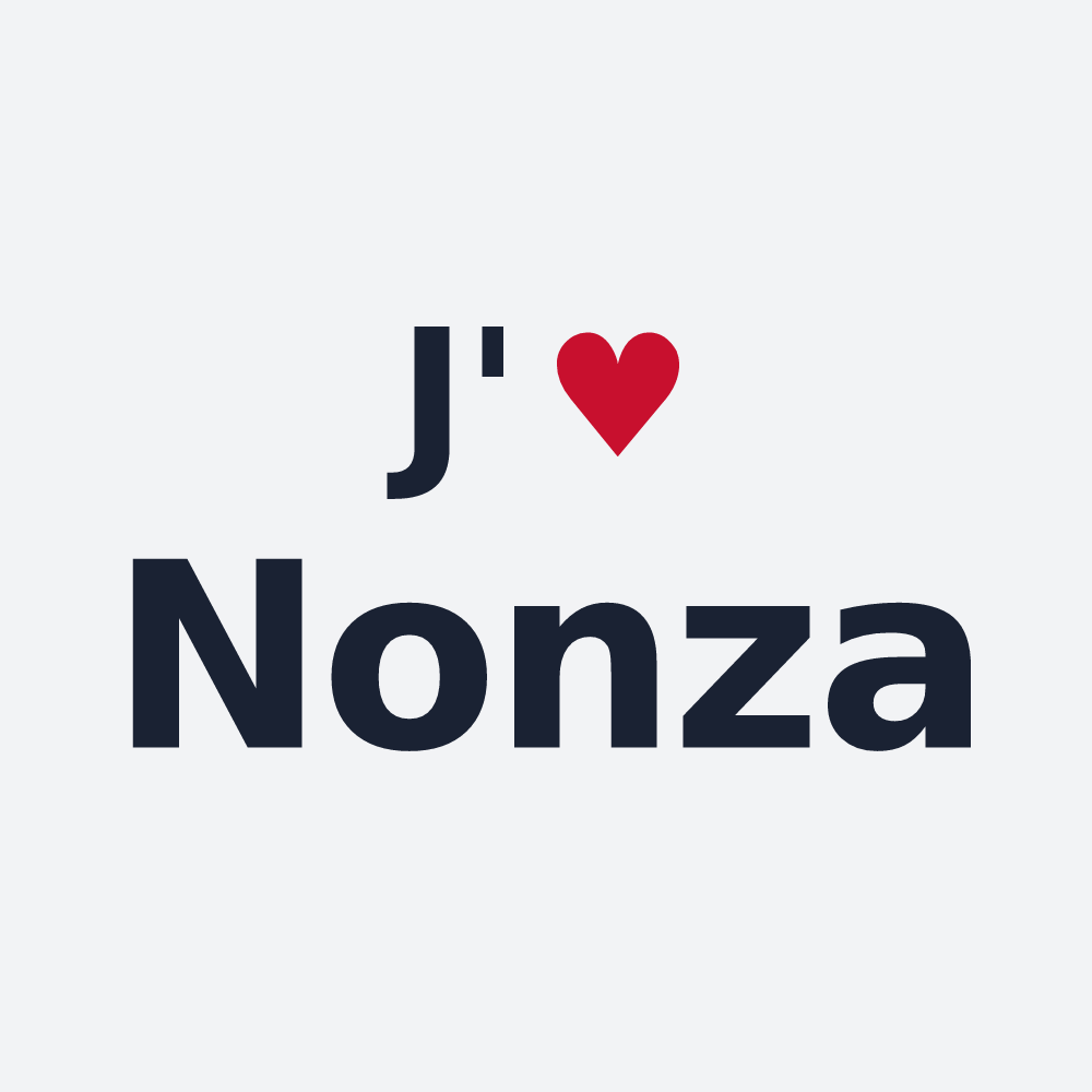 Poster personnalisé Nonza — design « J'aime Nonza » imprimé sur le poster