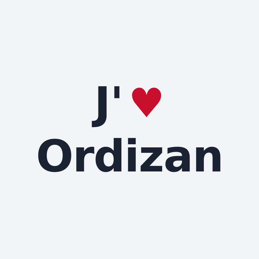 Poster personnalisé Ordizan — design J'aime Ordizan