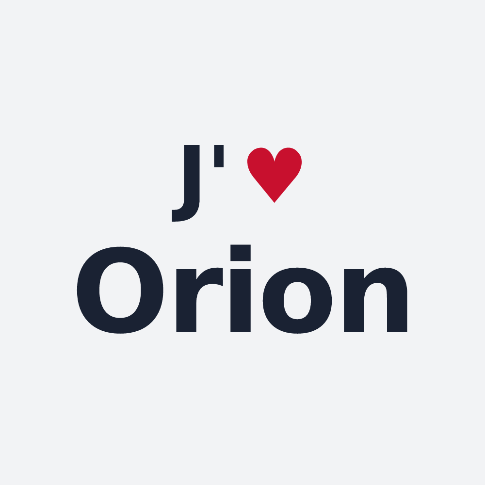 Poster personnalisé Orion — design « J'aime Orion » imprimé sur le poster