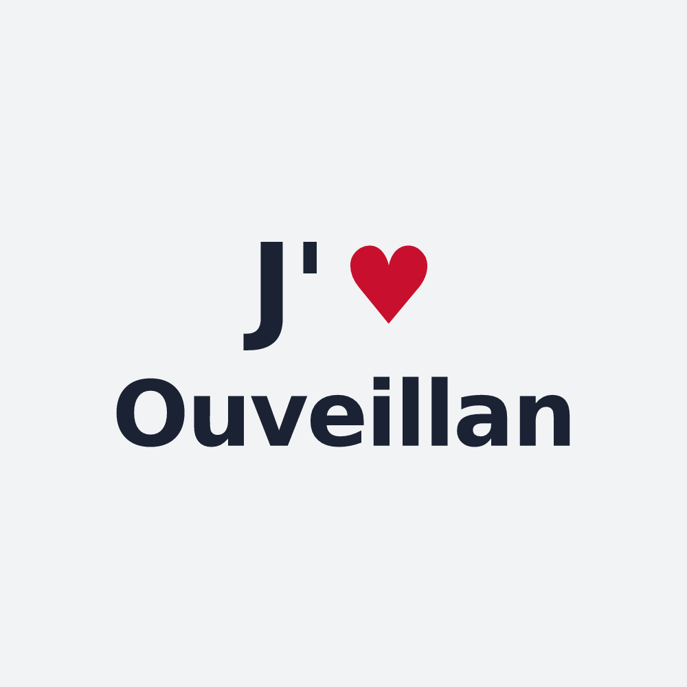 Poster personnalisé Ouveillan — design « J'aime Ouveillan » imprimé sur le poster