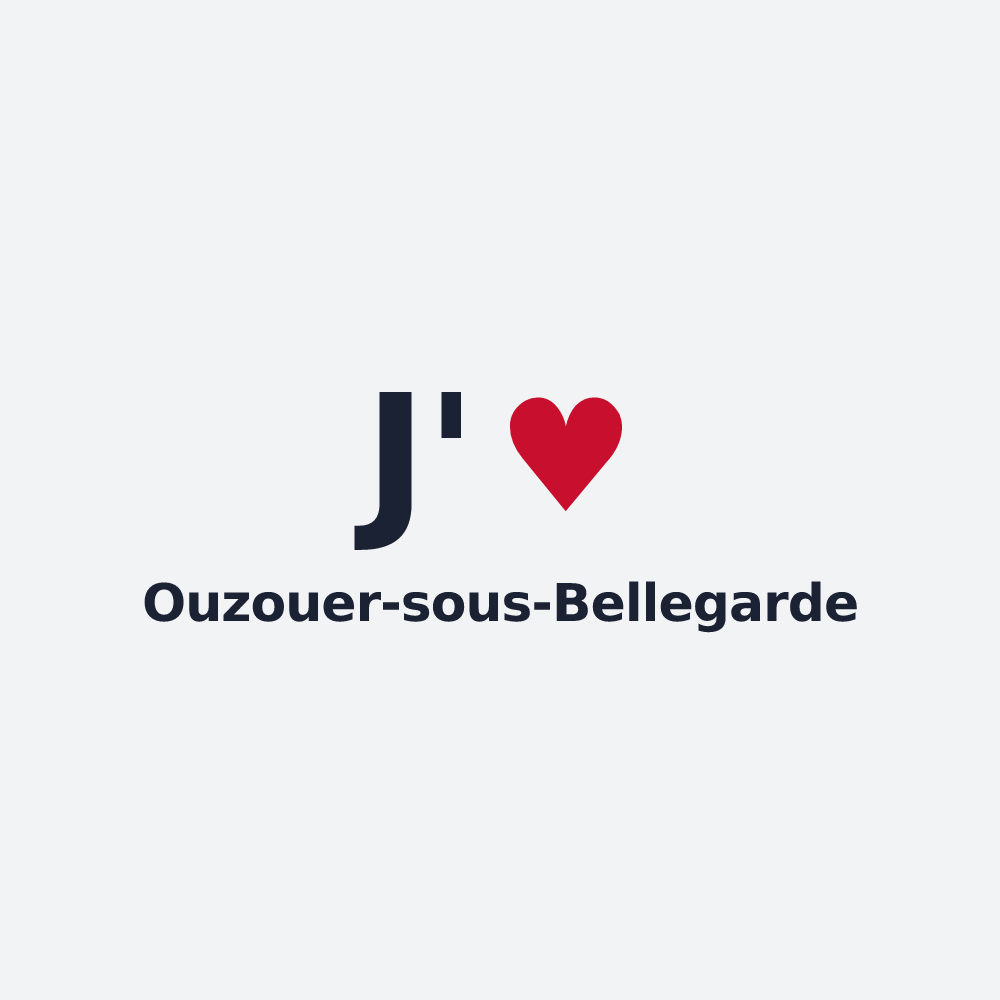 Poster personnalisé Ouzouer-sous-Bellegarde — design « J'aime Ouzouer-sous-Bellegarde » imprimé sur le poster