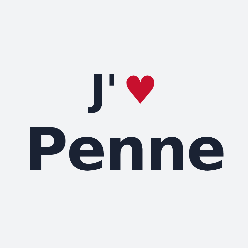 Poster personnalisé Penne — design « J'aime Penne » imprimé sur le poster