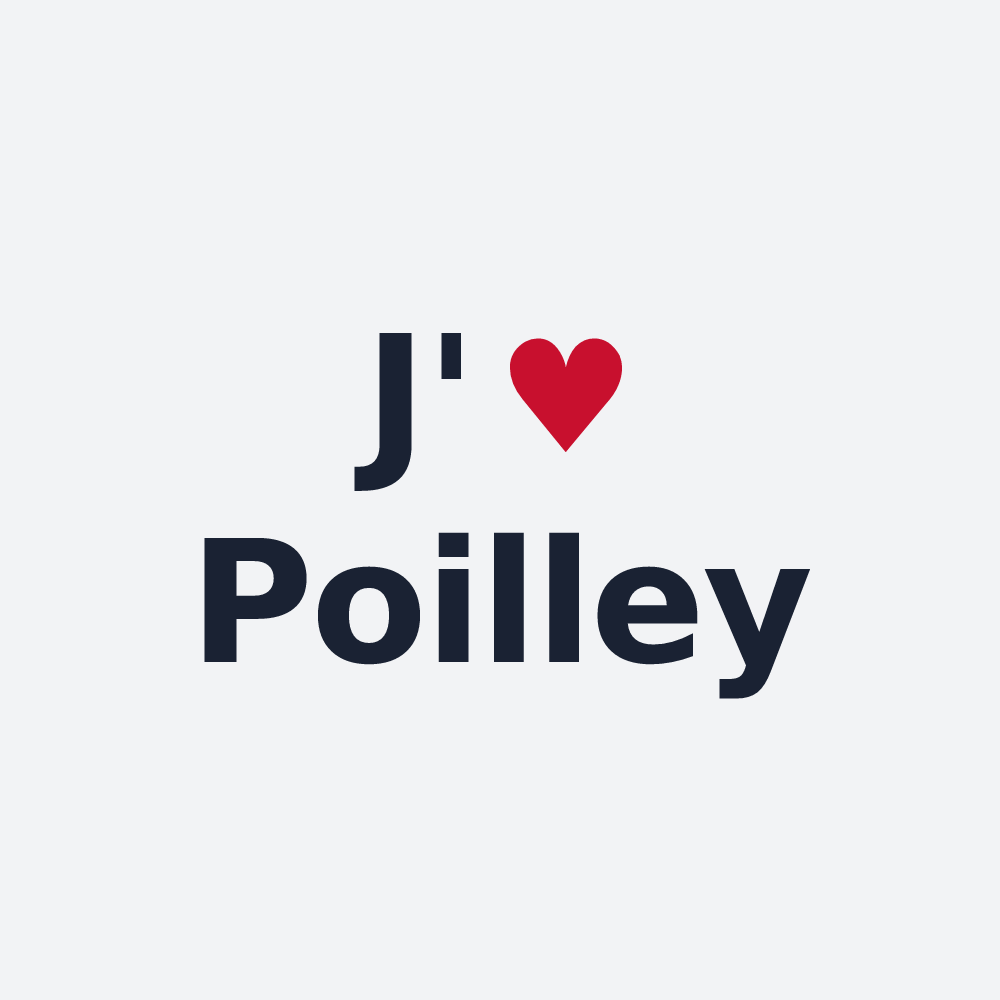 Poster personnalisé Poilley — design « J'aime Poilley » imprimé sur le poster